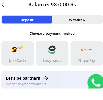 glory casino pakistan Deposit Methods